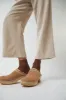 No.6 Dakota Shearling Clog on Mid Heel in Fawn Suede and Bone sold by No. 6