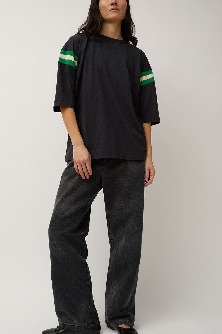 YMC Skate T Shirt in Black Green Ecru sold by No. 6
