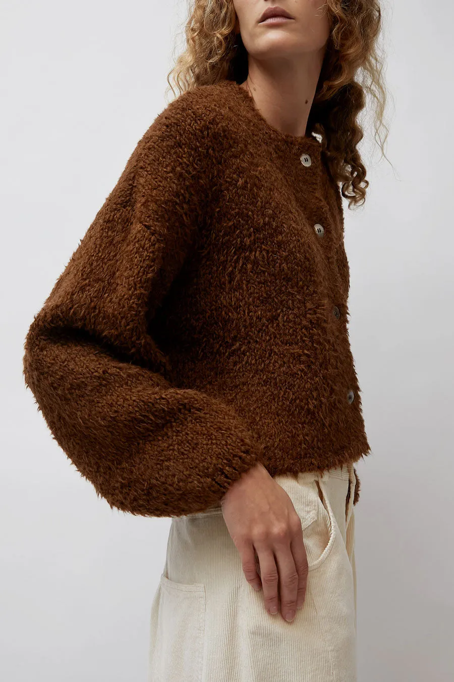CORDERA Teddy Cropped Cardigan in Acorn sold by No. 6 product image thumbnail 3