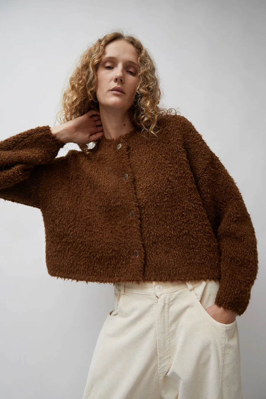CORDERA Teddy Cropped Cardigan in Acorn sold by No. 6