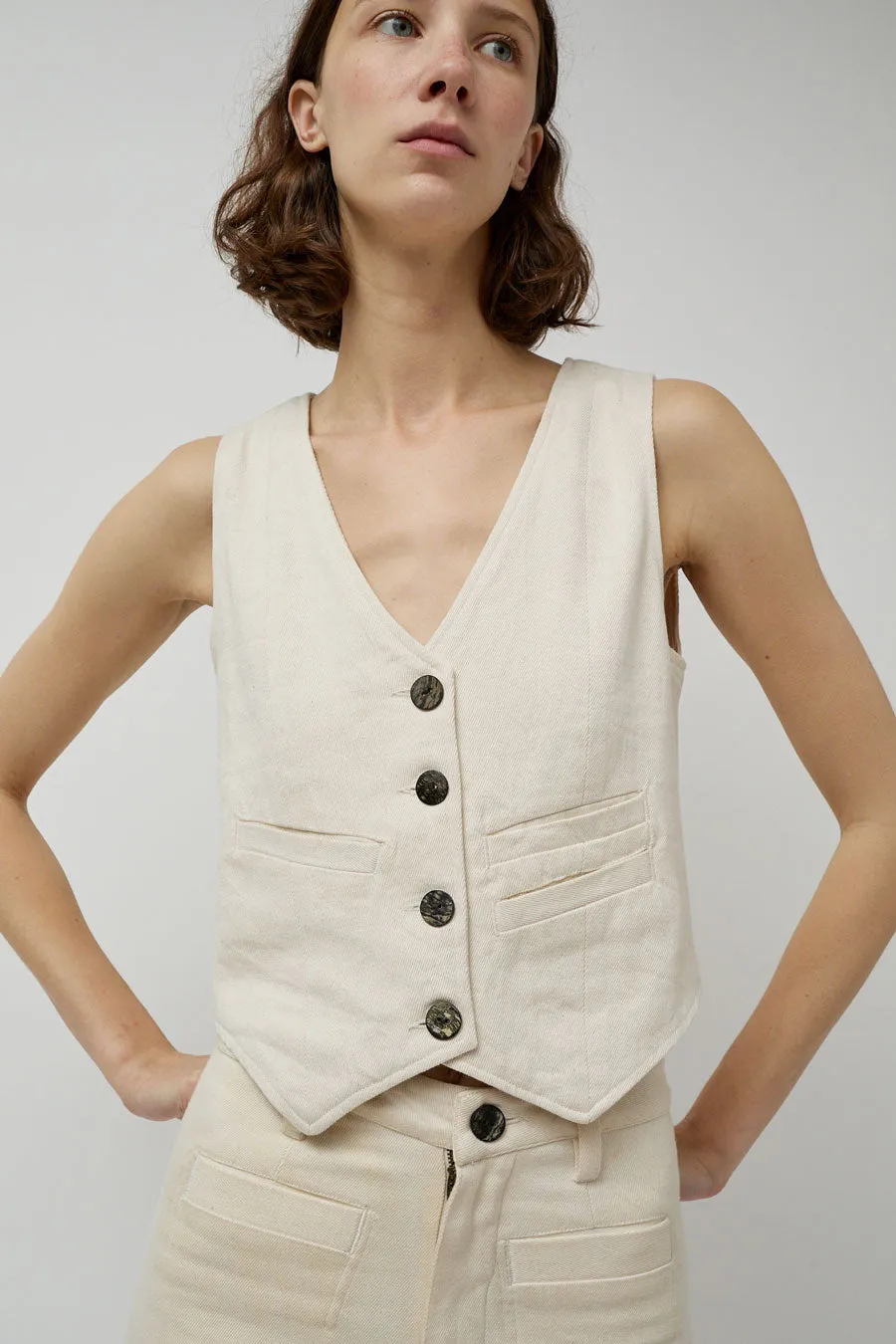 Maria Stanley Farra Vest in Bone sold by No. 6