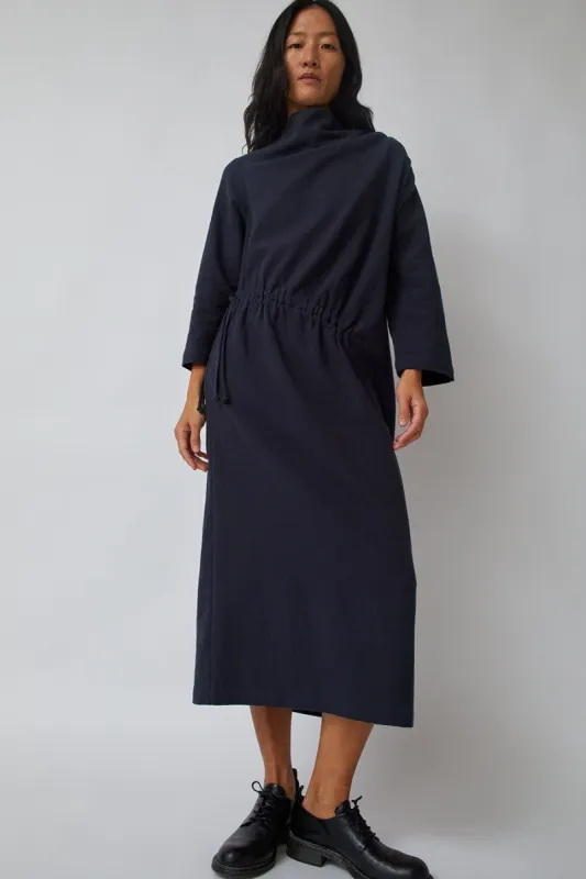 Black Crane Ruched Dress in Dark Navy sold by No. 6