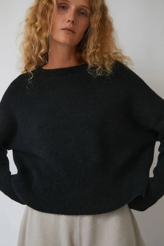 Lauren Manoogian High Waist Crewneck in Black Melange made by No. 6