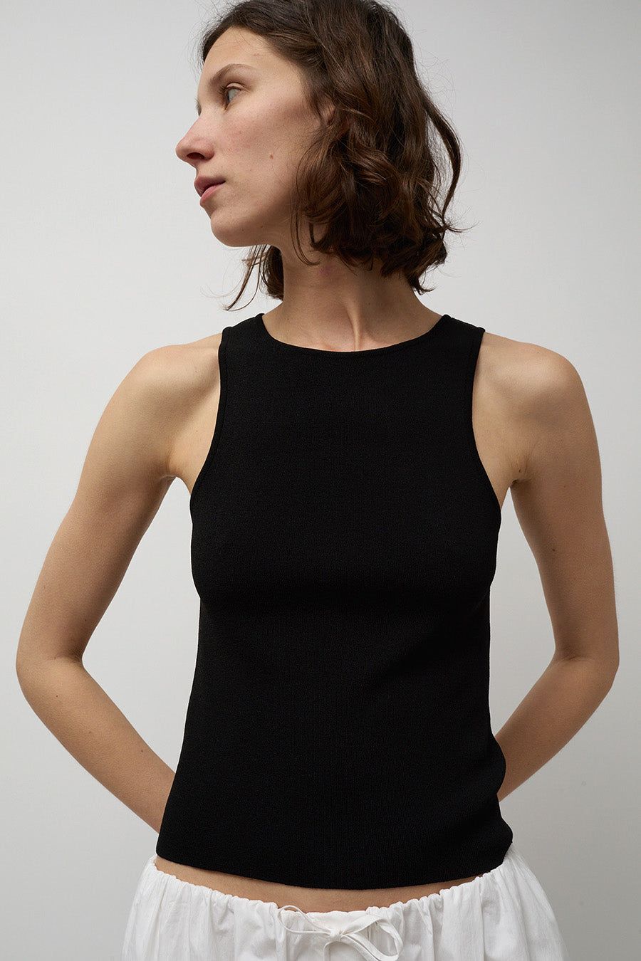 Amomento Cut Out Sleeveless Top in Black sold by No. 6