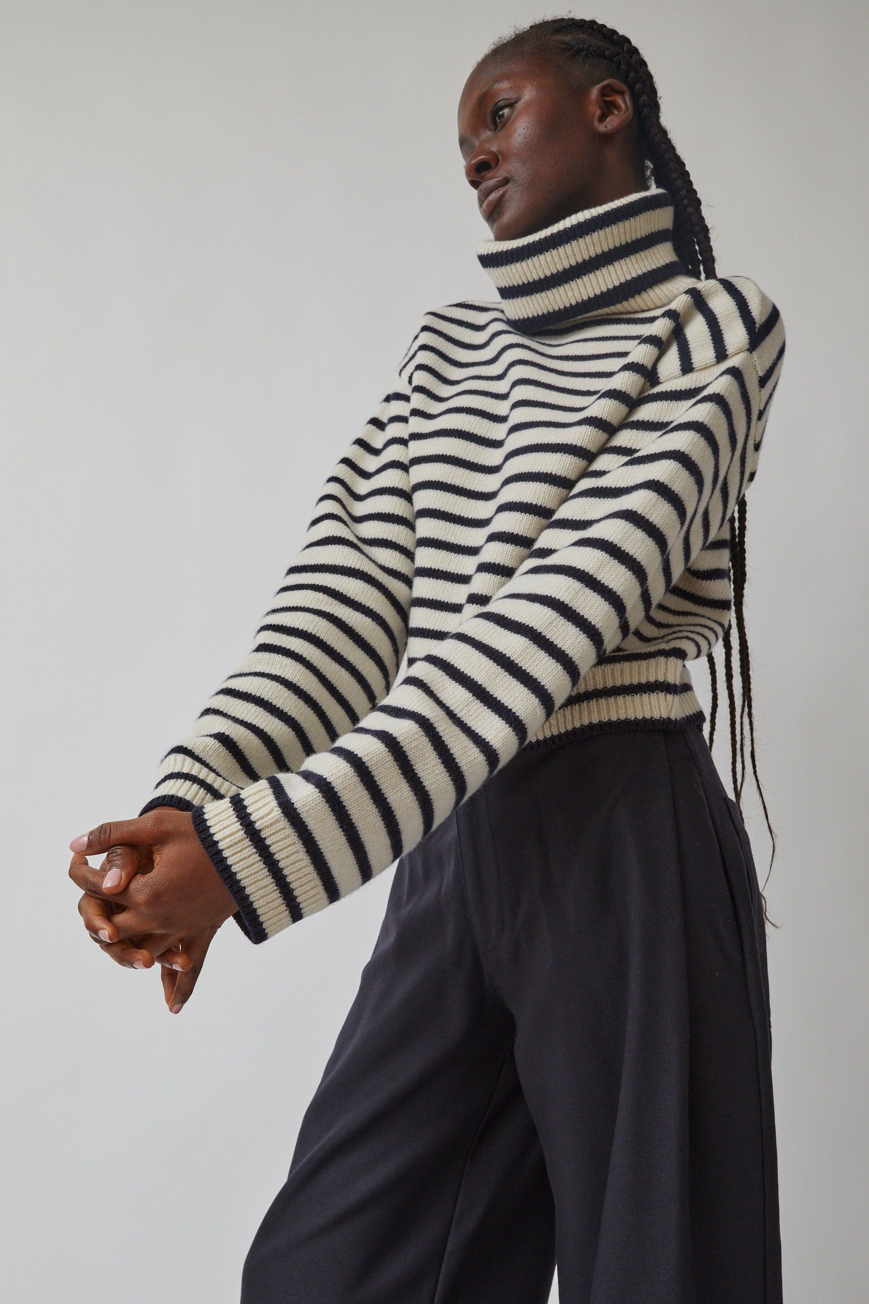 Blossom Fine Stripe Knit in Ivory and Navy sold by No. 6 product image thumbnail 2