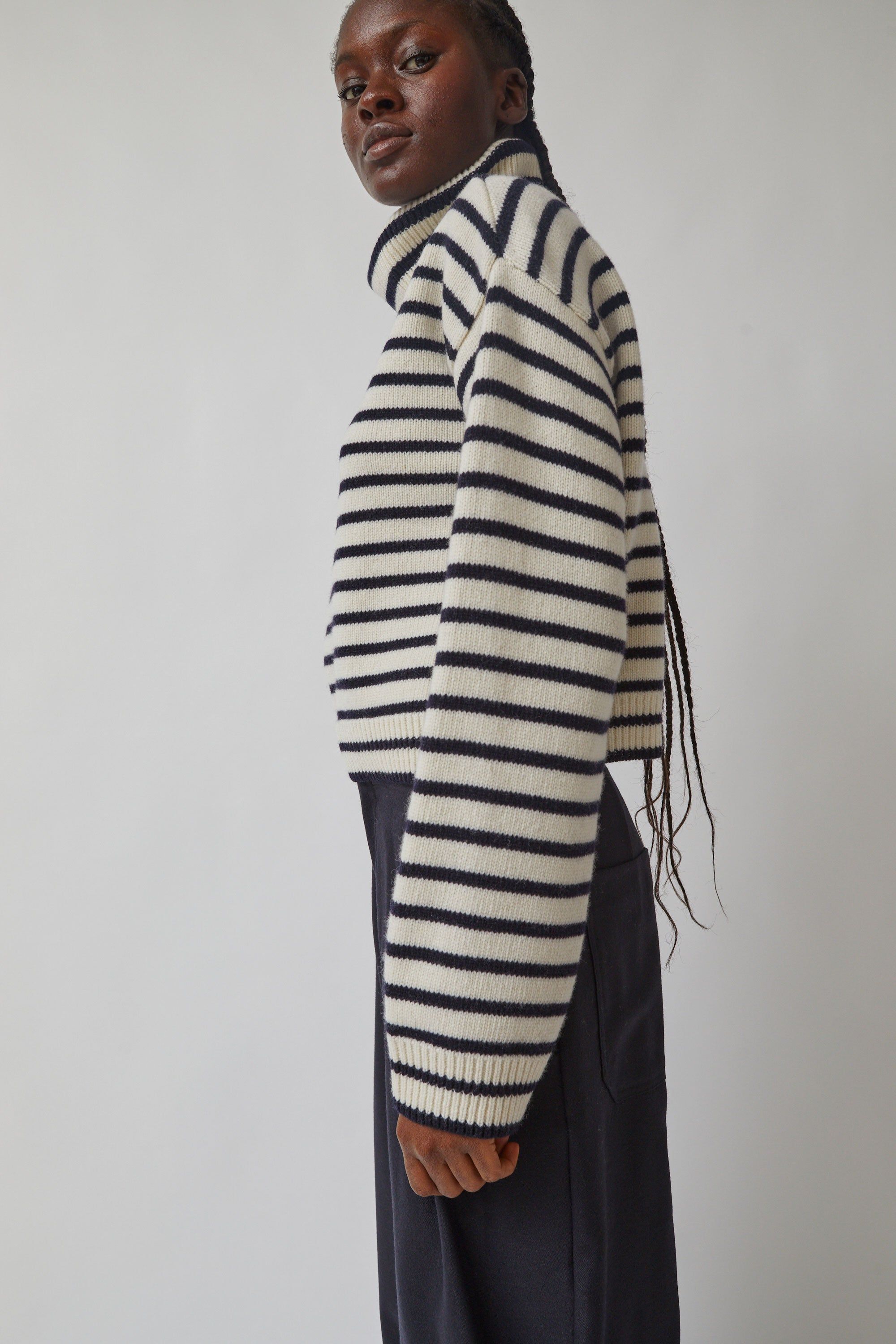 Blossom Fine Stripe Knit in Ivory and Navy sold by No. 6 product image thumbnail 3