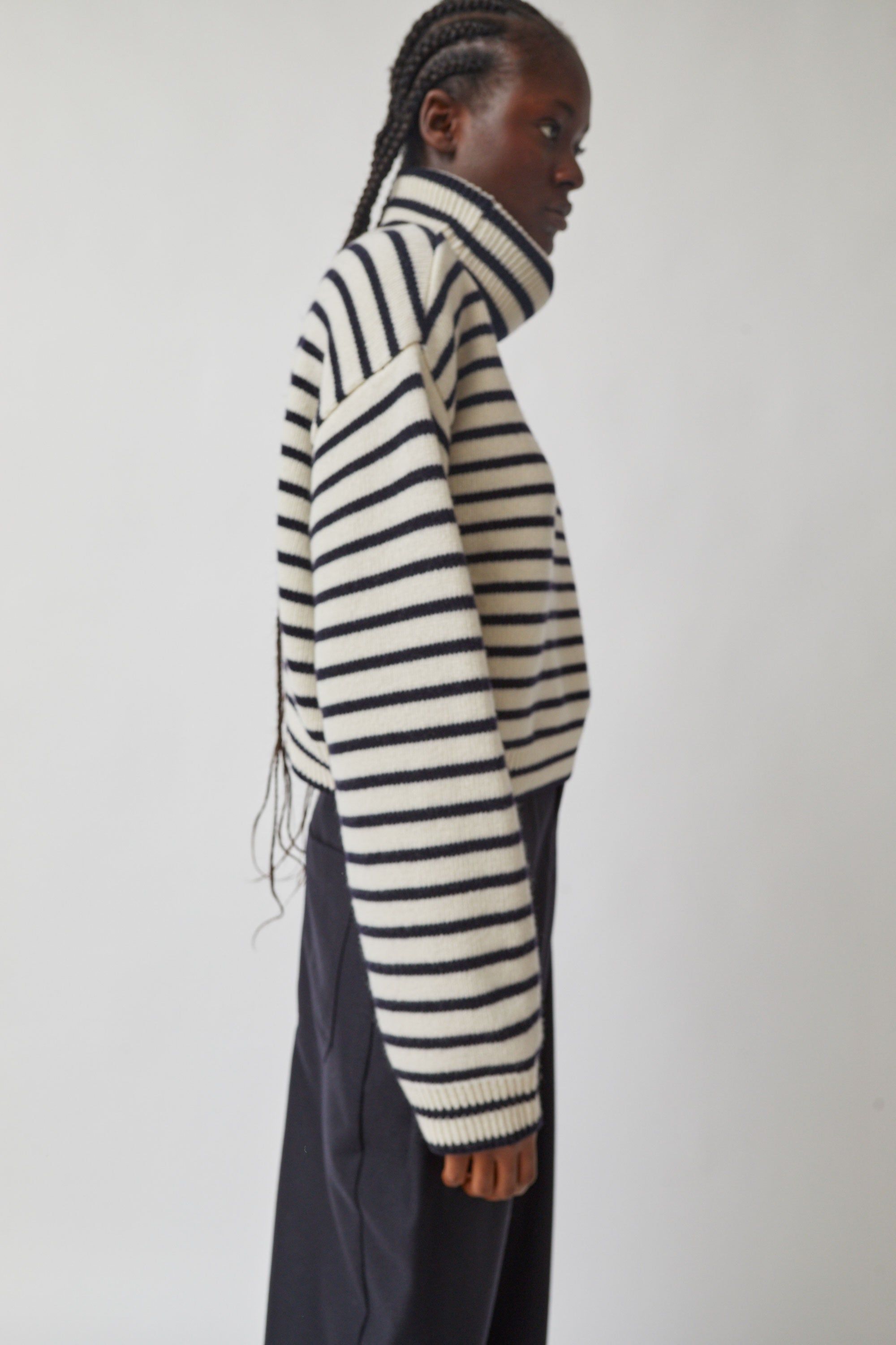 Blossom Fine Stripe Knit in Ivory and Navy sold by No. 6 product image thumbnail 4