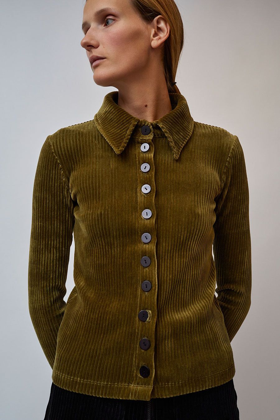 KkCo Scallop Button Up in Olive Branch sold by No. 6 product image thumbnail 3