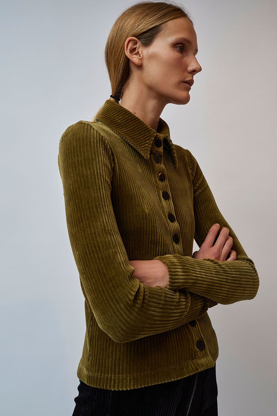 KkCo Scallop Button Up in Olive Branch sold by No. 6 product image thumbnail 4