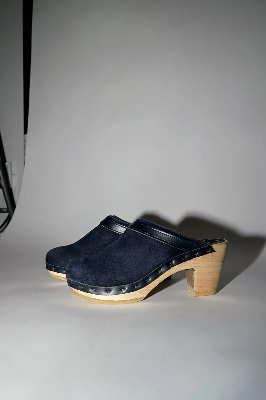 No.6 Dakota Shearling Clog on High Heel in Navy Suede and Night sold by No. 6 product image thumbnail 4