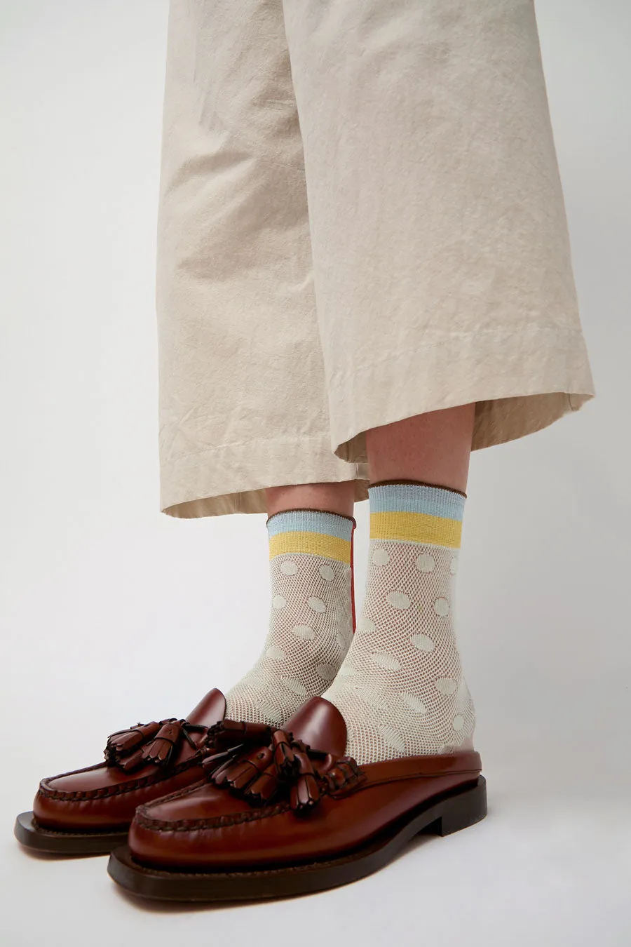 Exquisite J Sheer Dot Print Socks in Mint sold by No. 6