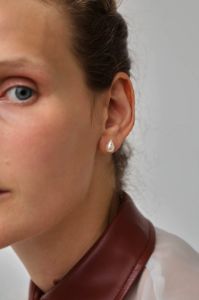 Saskia Diez Teardrop Pearl Earstud in Pearl sold by No. 6