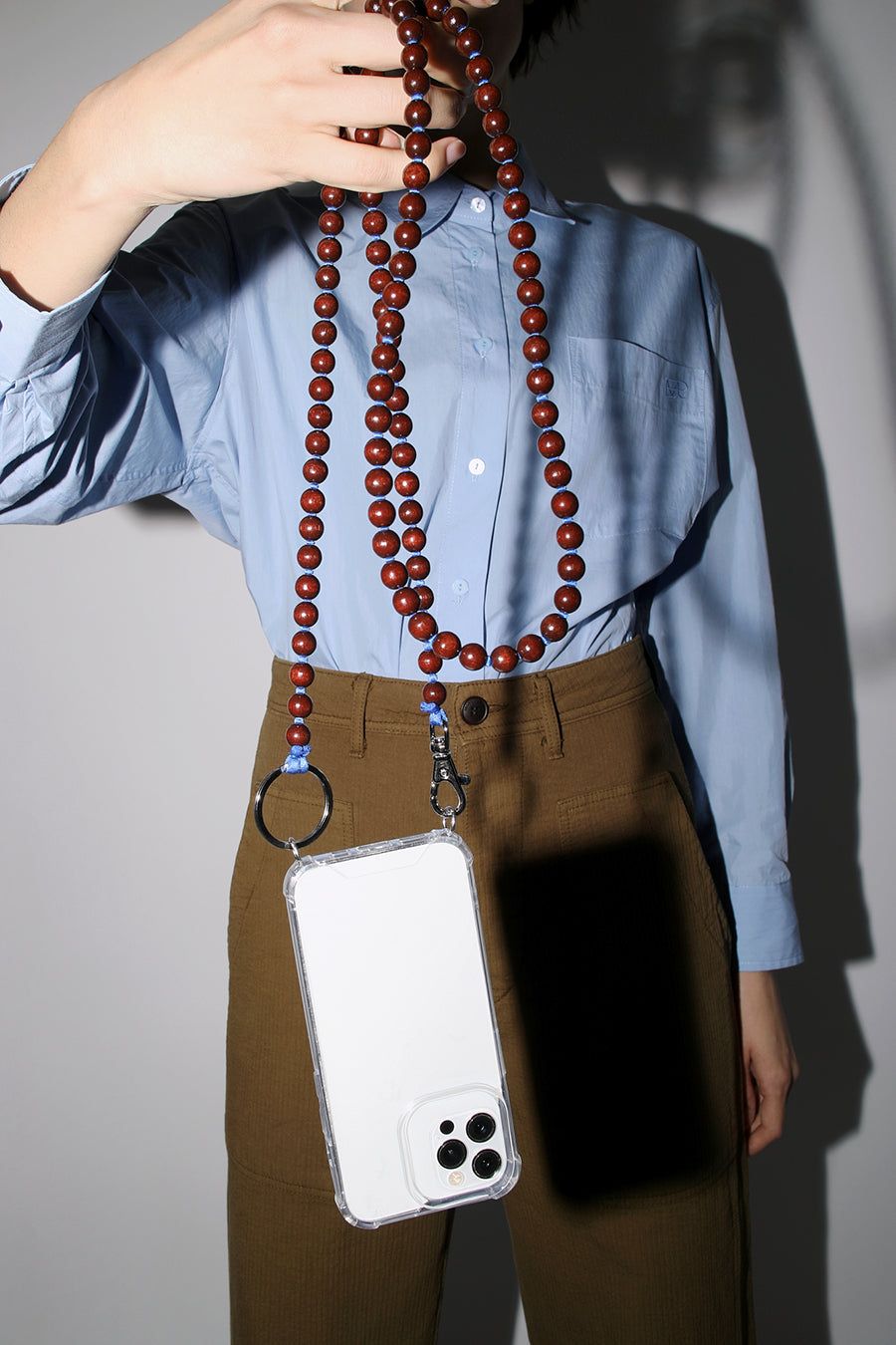 Ina Seifart Handykette Iphone Necklace in Dark Brown with Blue Thread sold by No. 6 product image thumbnail 2