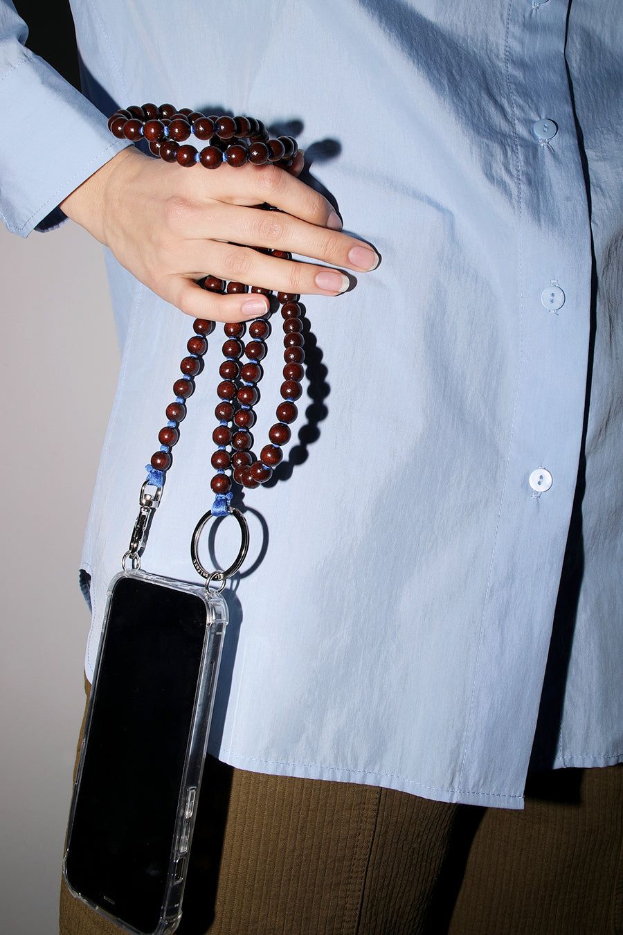 Ina Seifart Handykette Iphone Necklace in Dark Brown with Blue Thread sold by No. 6 product image thumbnail 5