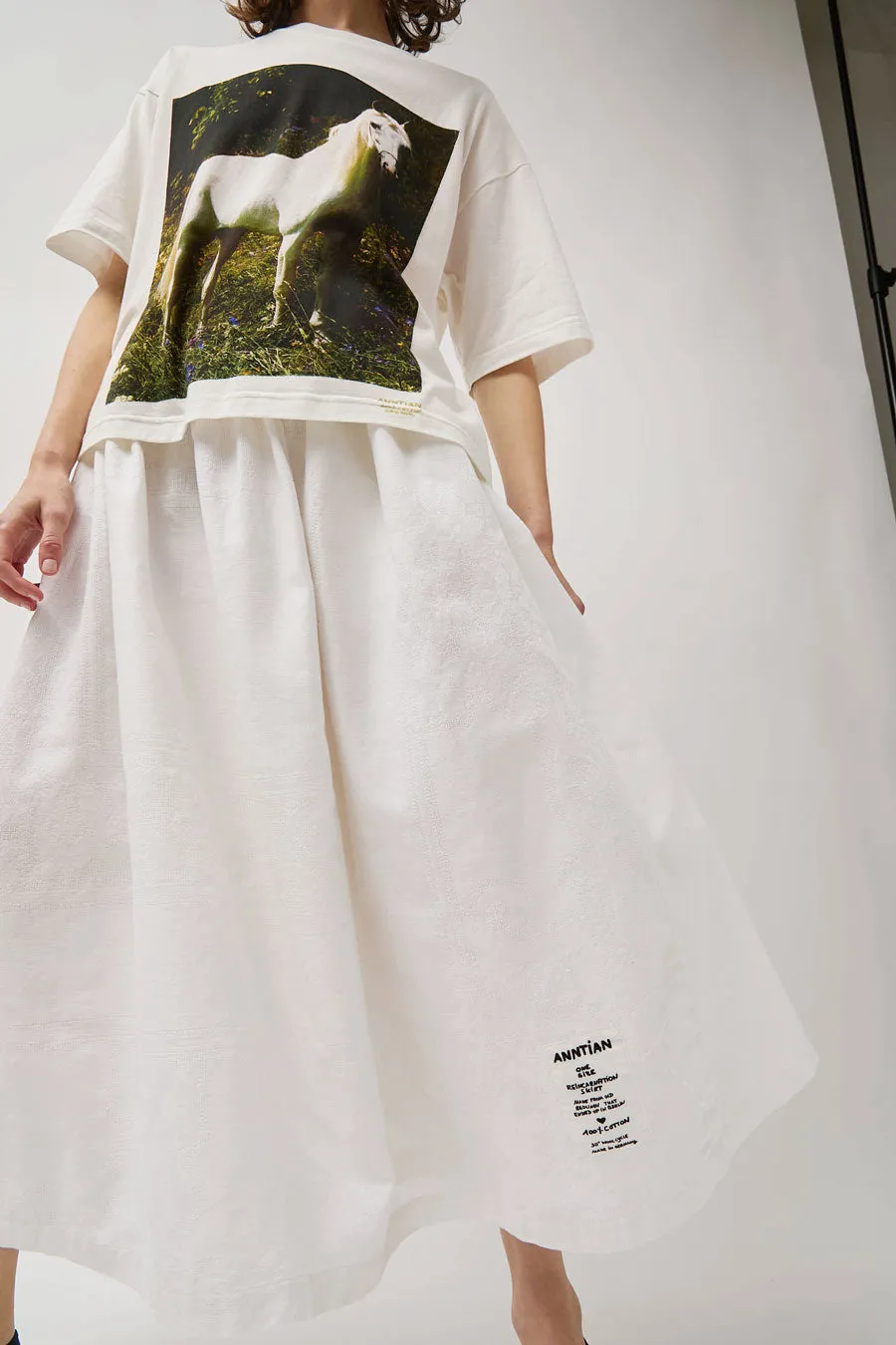 Anntian Upcycling Wide Skirt in White sold by No. 6 product image thumbnail 3