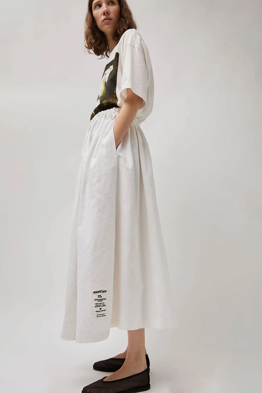 Anntian Upcycling Wide Skirt in White sold by No. 6 product image thumbnail 5