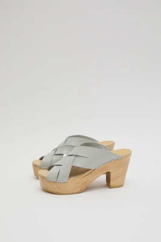 No.6 Basket Clog on Platform in Dove Patent sold by No. 6