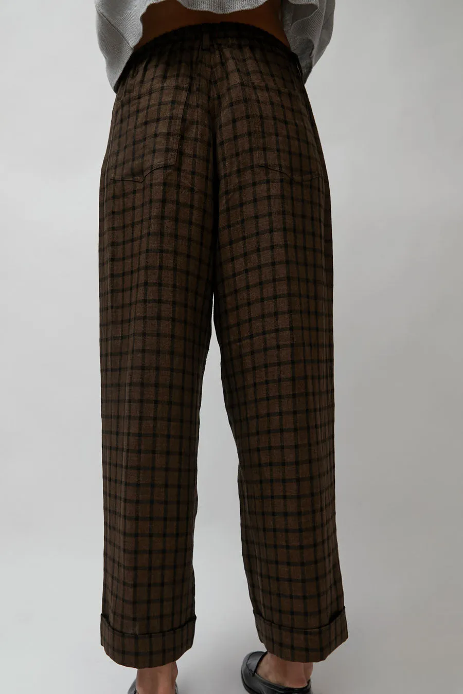 CORDERA Linen Relaxed Checkered Pants in Brown sold by No. 6 product image thumbnail 5