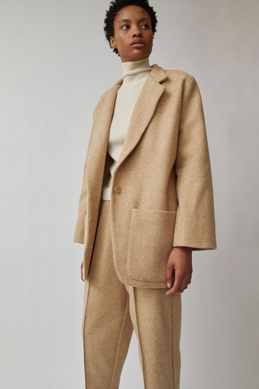 Modern Weaving Oversize Boxy Blazer in Beige Wooly sold by No. 6 product image thumbnail 2
