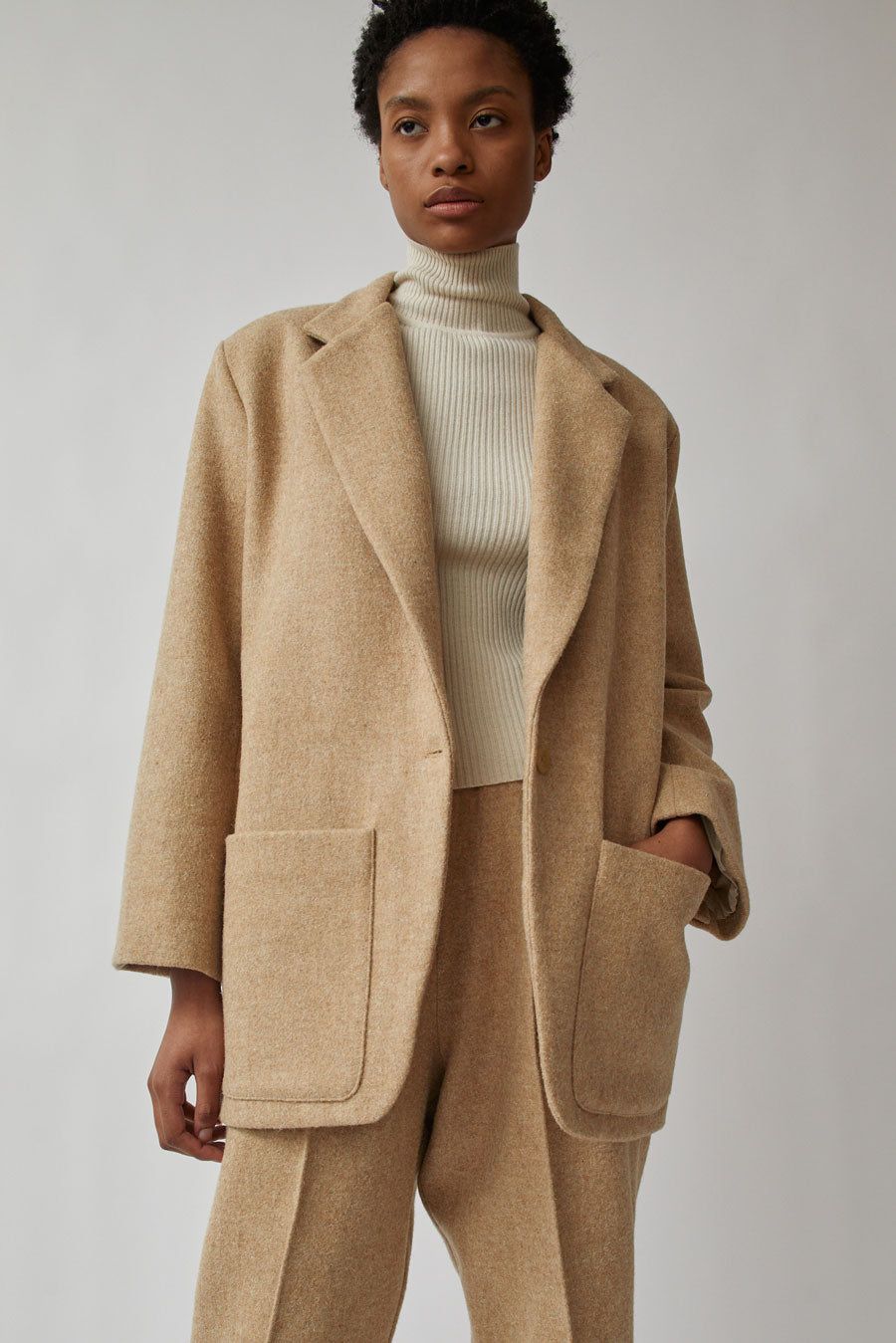 Modern Weaving Oversize Boxy Blazer in Beige Wooly sold by No. 6