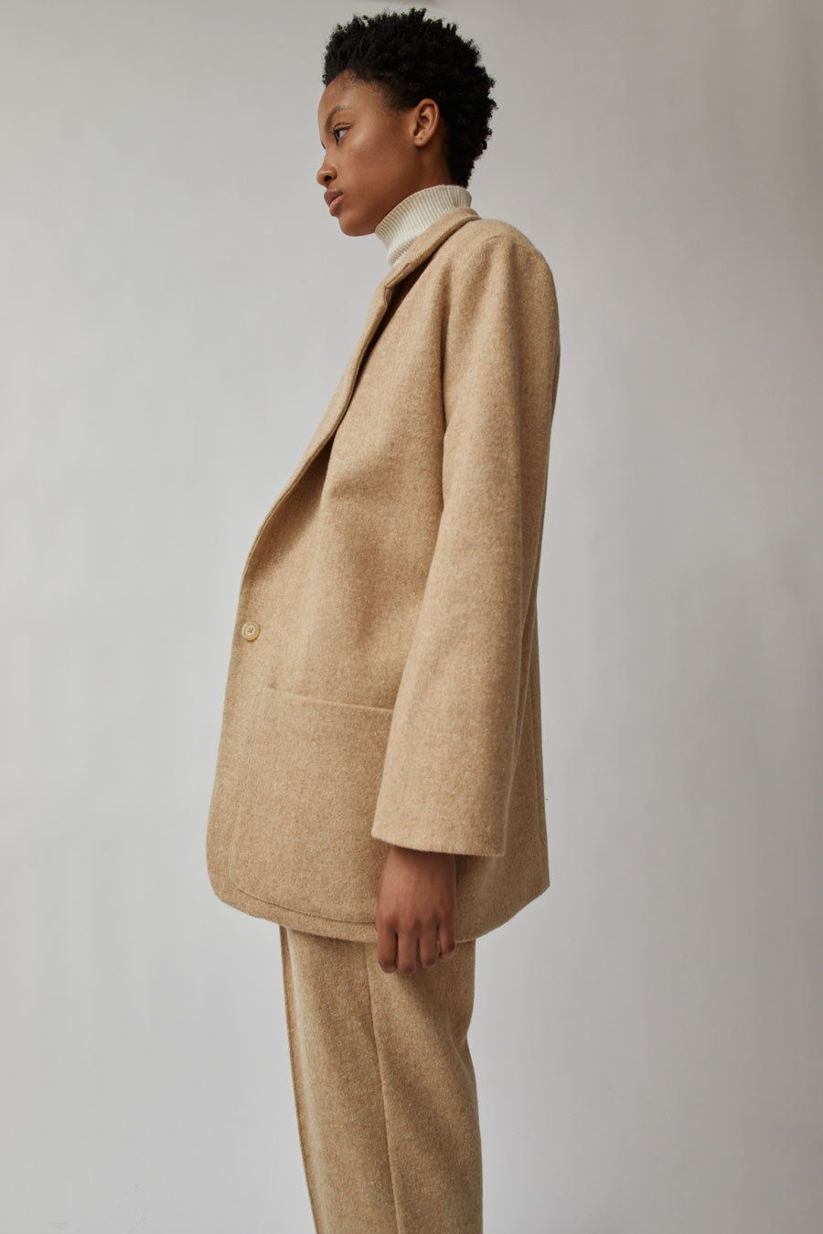 Modern Weaving Oversize Boxy Blazer in Beige Wooly sold by No. 6 product image thumbnail 3