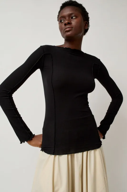 Baserange Omato Long Sleeve Top in Black sold by No. 6