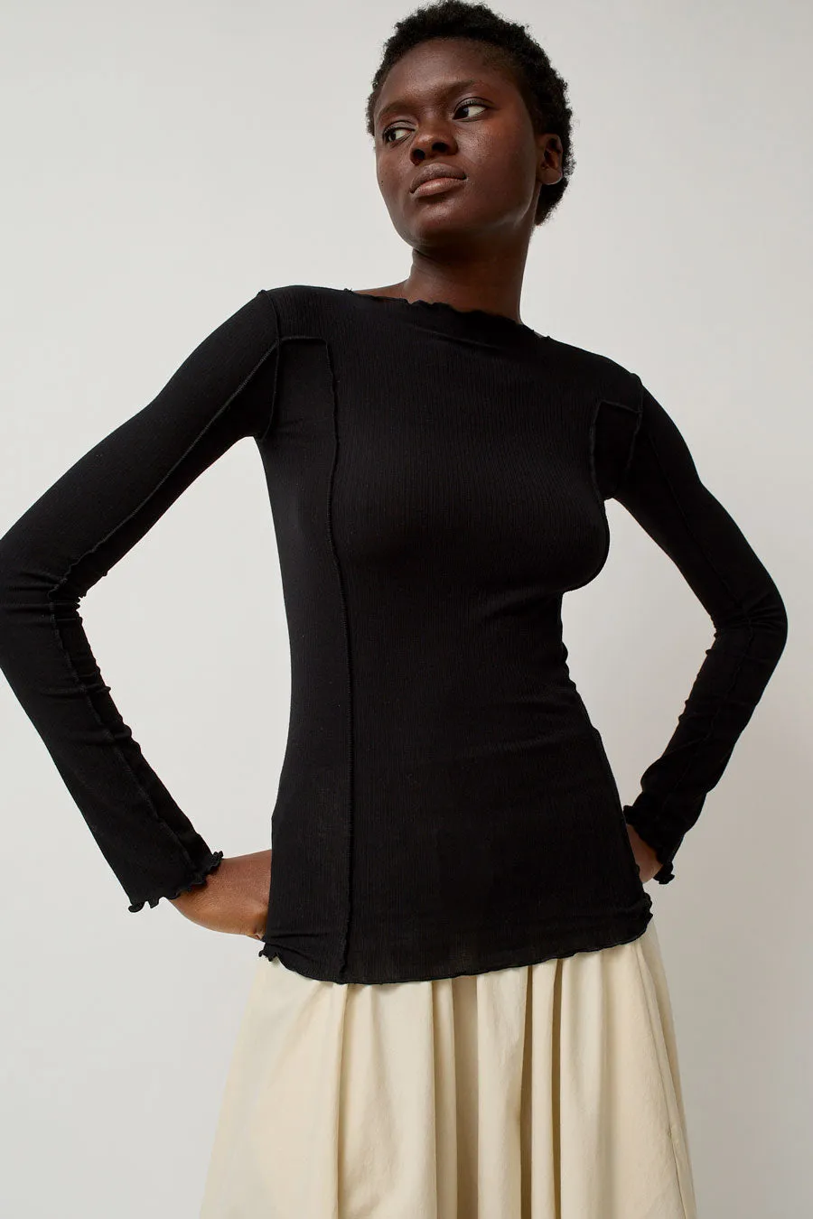 Baserange Omato Long Sleeve Top in Black sold by No. 6