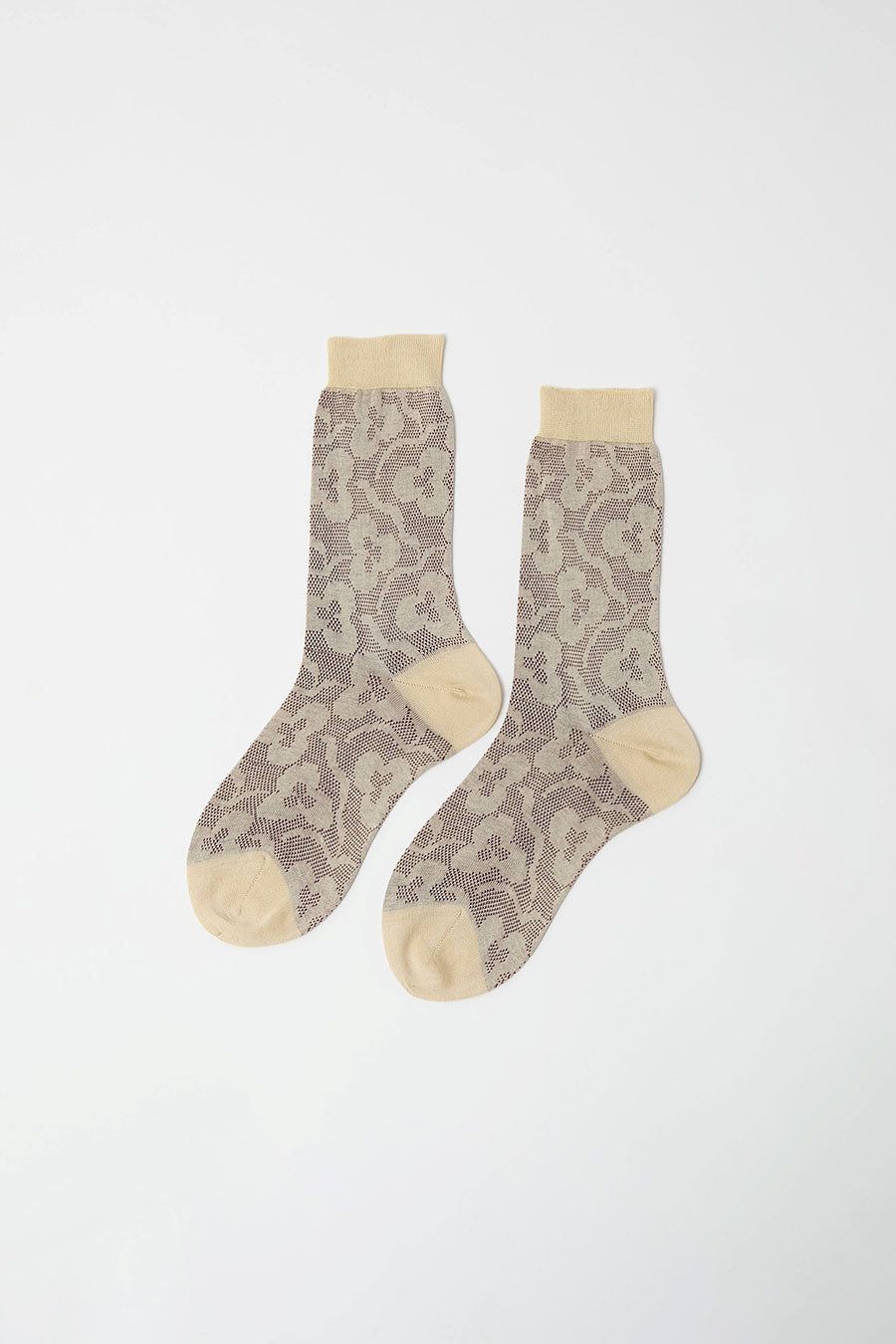 Maria La Rosa Floral Jacquard Mid Calf Socks in Beige sold by No. 6 product image thumbnail 2