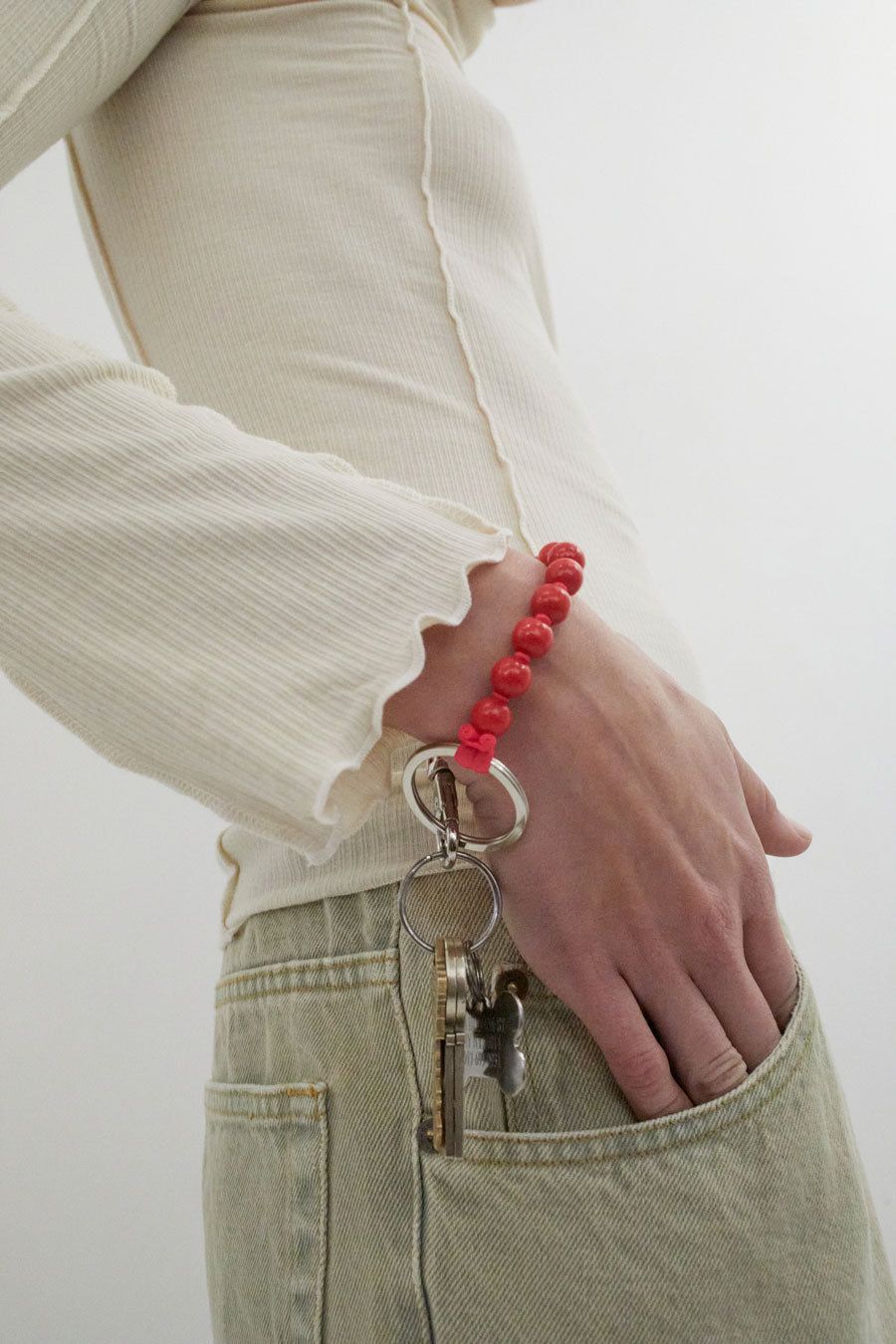 Ina Seifart Perlen Short Keyholder in Red with Red Thread sold by No. 6 product image thumbnail 5