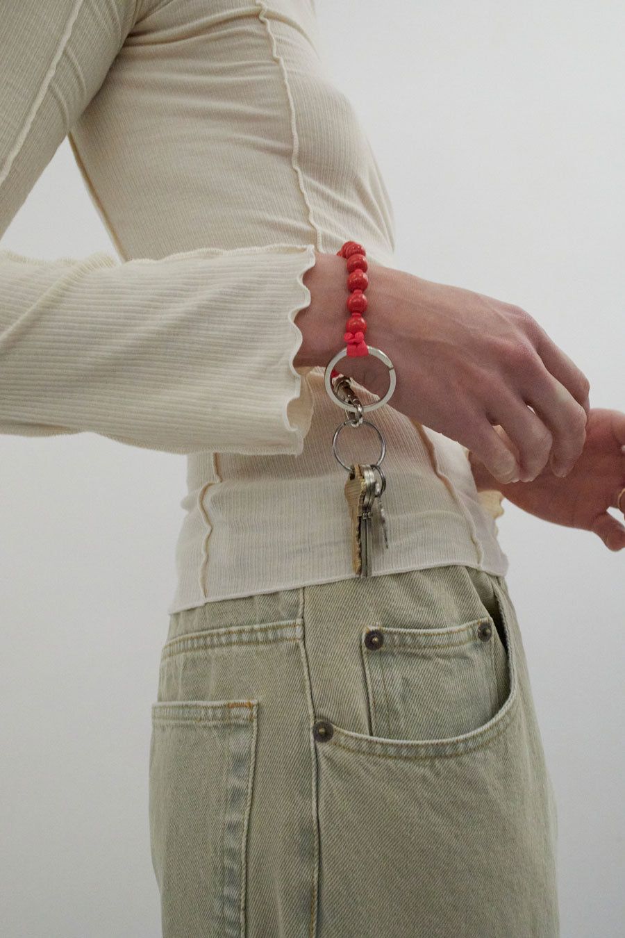 Ina Seifart Perlen Short Keyholder in Red with Red Thread sold by No. 6 product image thumbnail 3