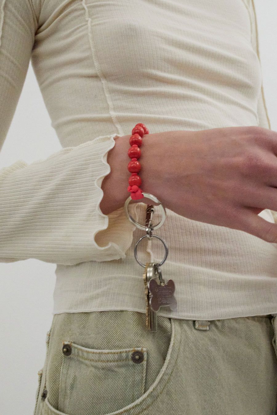 Ina Seifart Perlen Short Keyholder in Red with Red Thread sold by No. 6 product image thumbnail 4