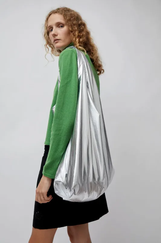 CORDERA Cotton and Silk Hobo Bag in Silver sold by No. 6