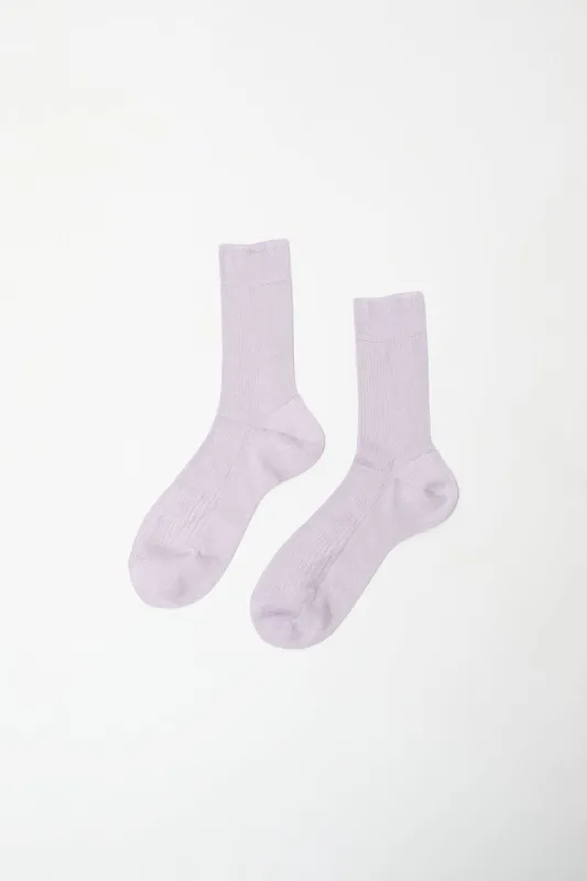 Maria La Rosa Silk Ribbed Ankle Socks in Glicine sold by No. 6