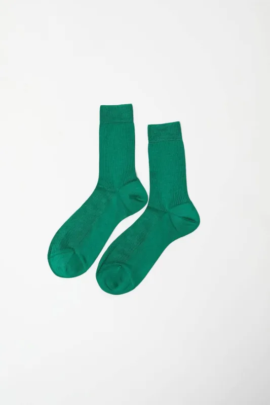Maria La Rosa Silk Ribbed Ankle Socks in Banderia sold by No. 6