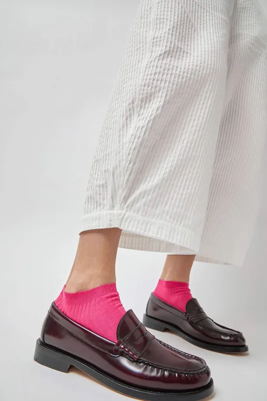 Maria La Rosa Ribbed Short Bio Cotton Socks in Hot Pink sold by No. 6