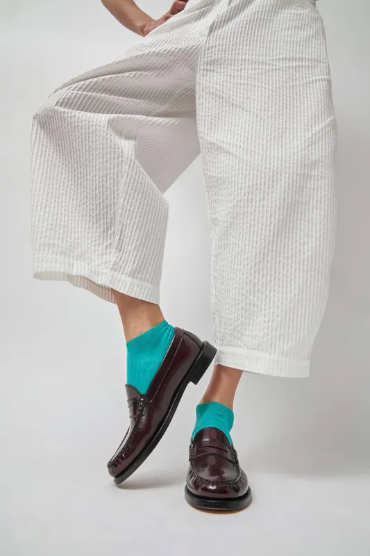 Maria La Rosa Ribbed Short Bio Cotton Socks in Turquoise sold by No. 6