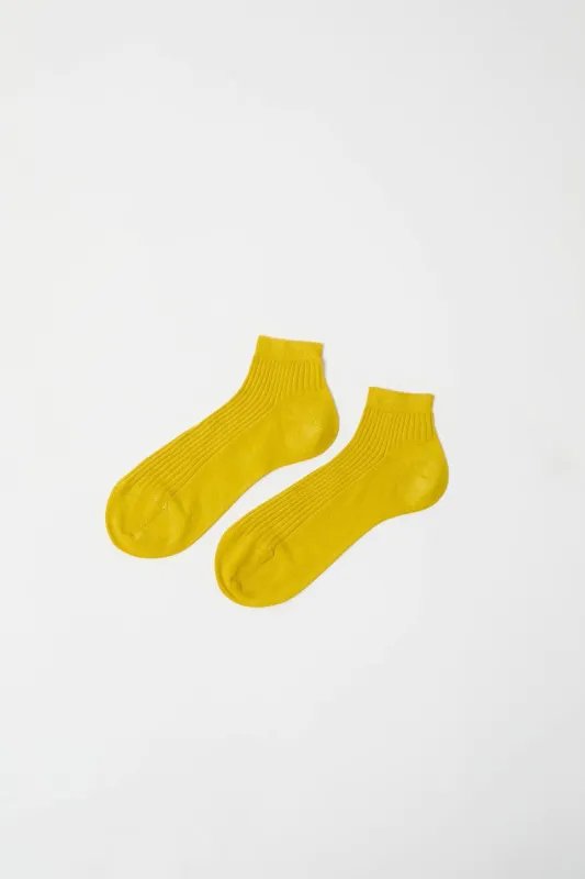 Maria La Rosa Ribbed Short Bio Cotton Socks in Limone sold by No. 6