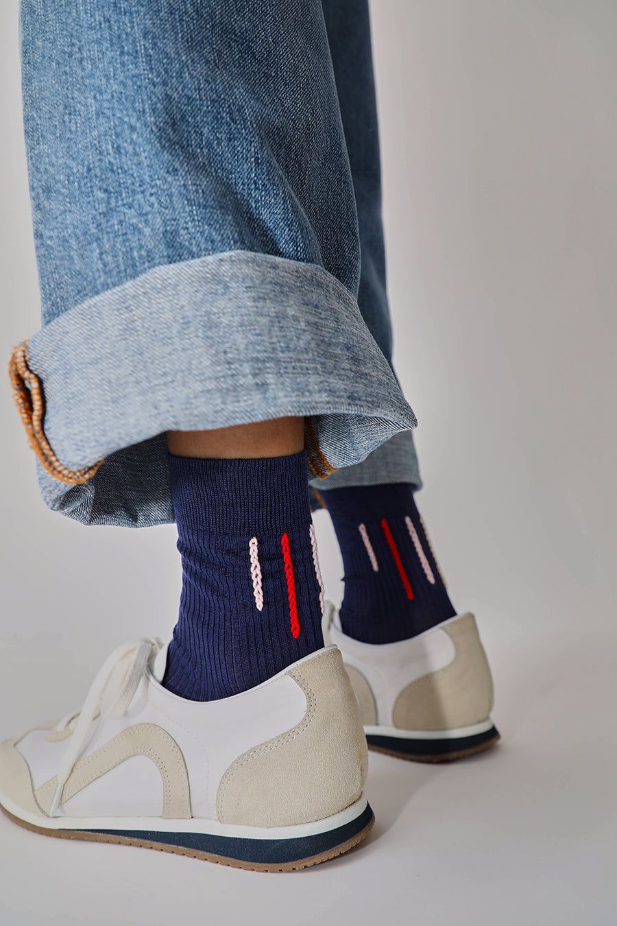 Maria La Rosa Chain Stitch Socks in Inchiostro sold by No. 6 product image thumbnail 3