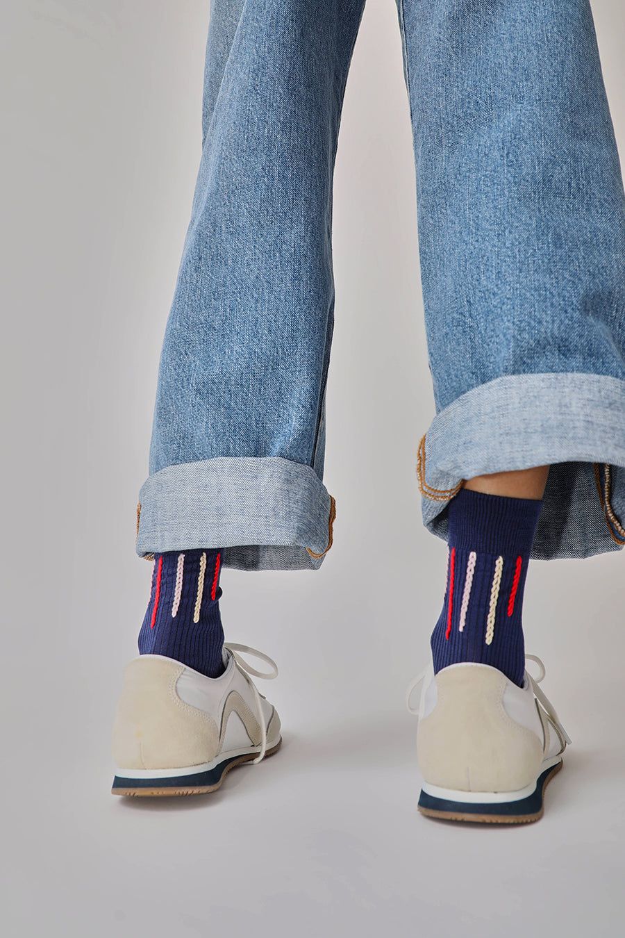 Maria La Rosa Chain Stitch Socks in Inchiostro sold by No. 6