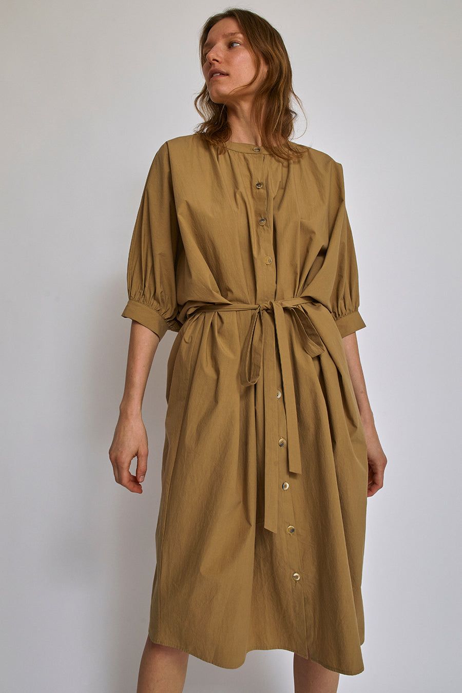 Modern Weaving Button Front Kaftan in Khaki sold by No. 6 product image thumbnail 5