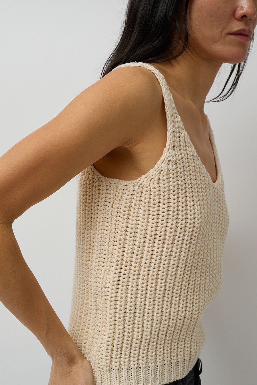 Mijeong Park Cotton Blend Knit Tank in Cream sold by No. 6 product image thumbnail 3