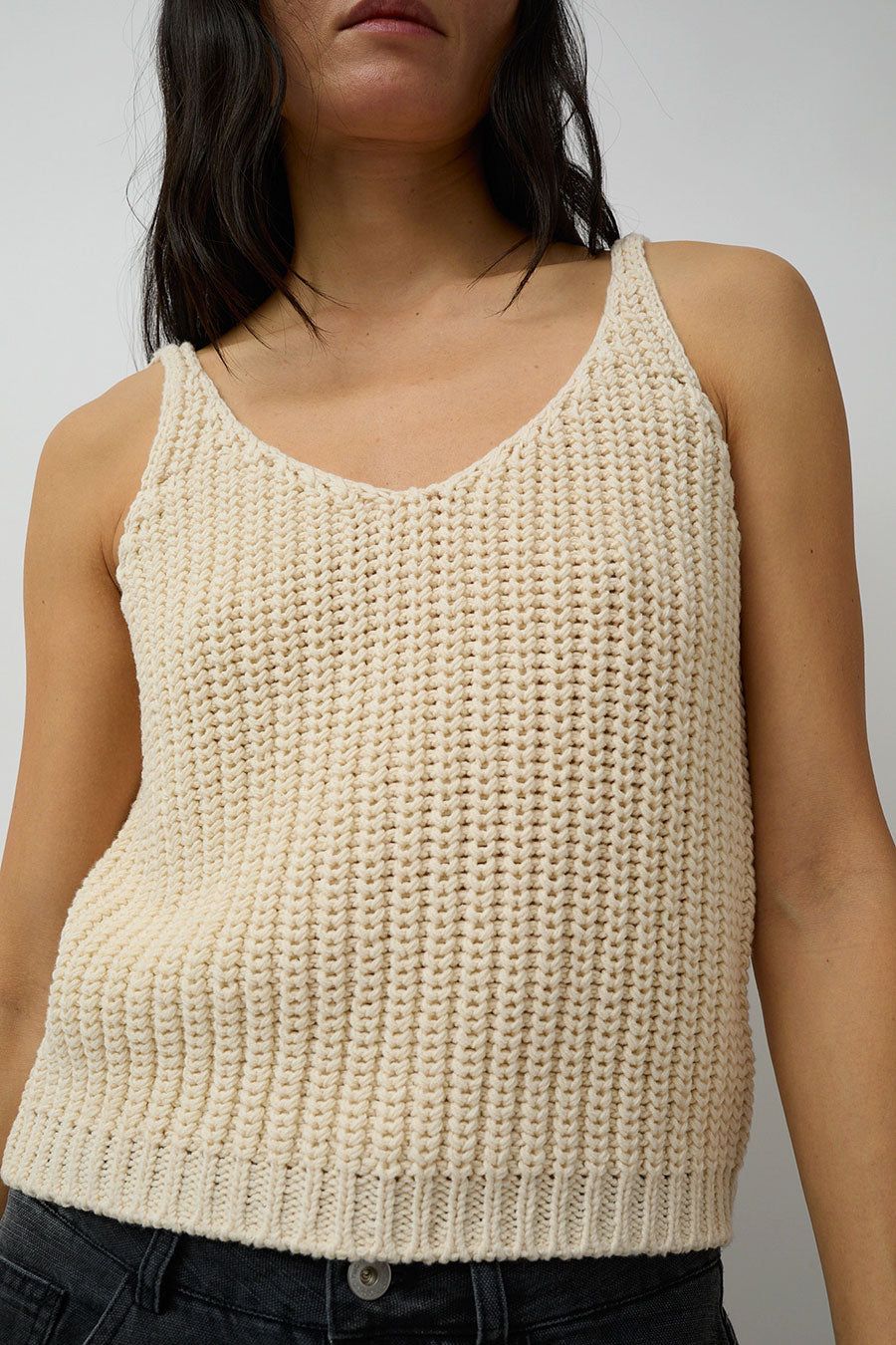 Mijeong Park Cotton Blend Knit Tank in Cream sold by No. 6 product image thumbnail 2