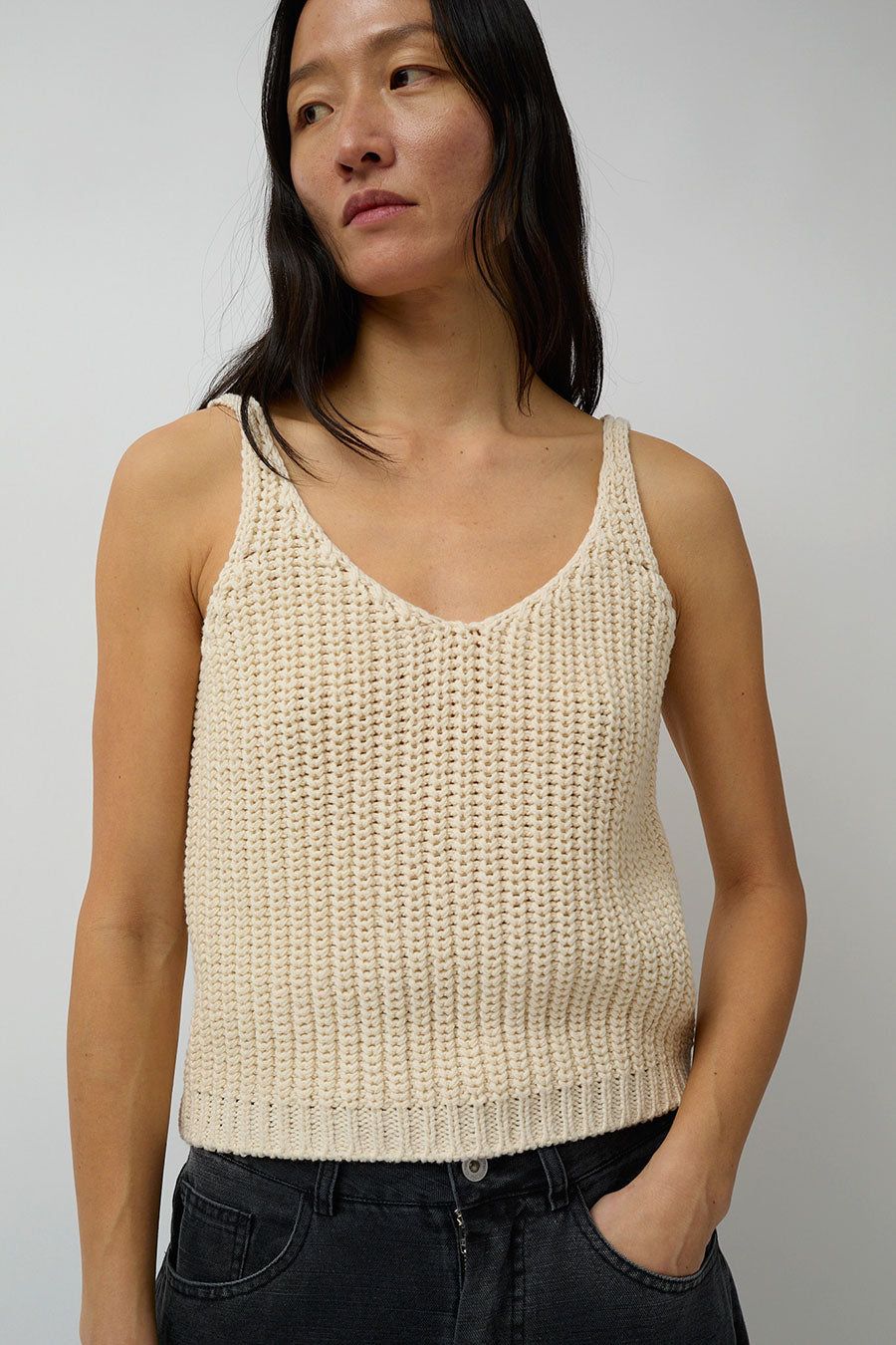 Mijeong Park Cotton Blend Knit Tank in Cream sold by No. 6