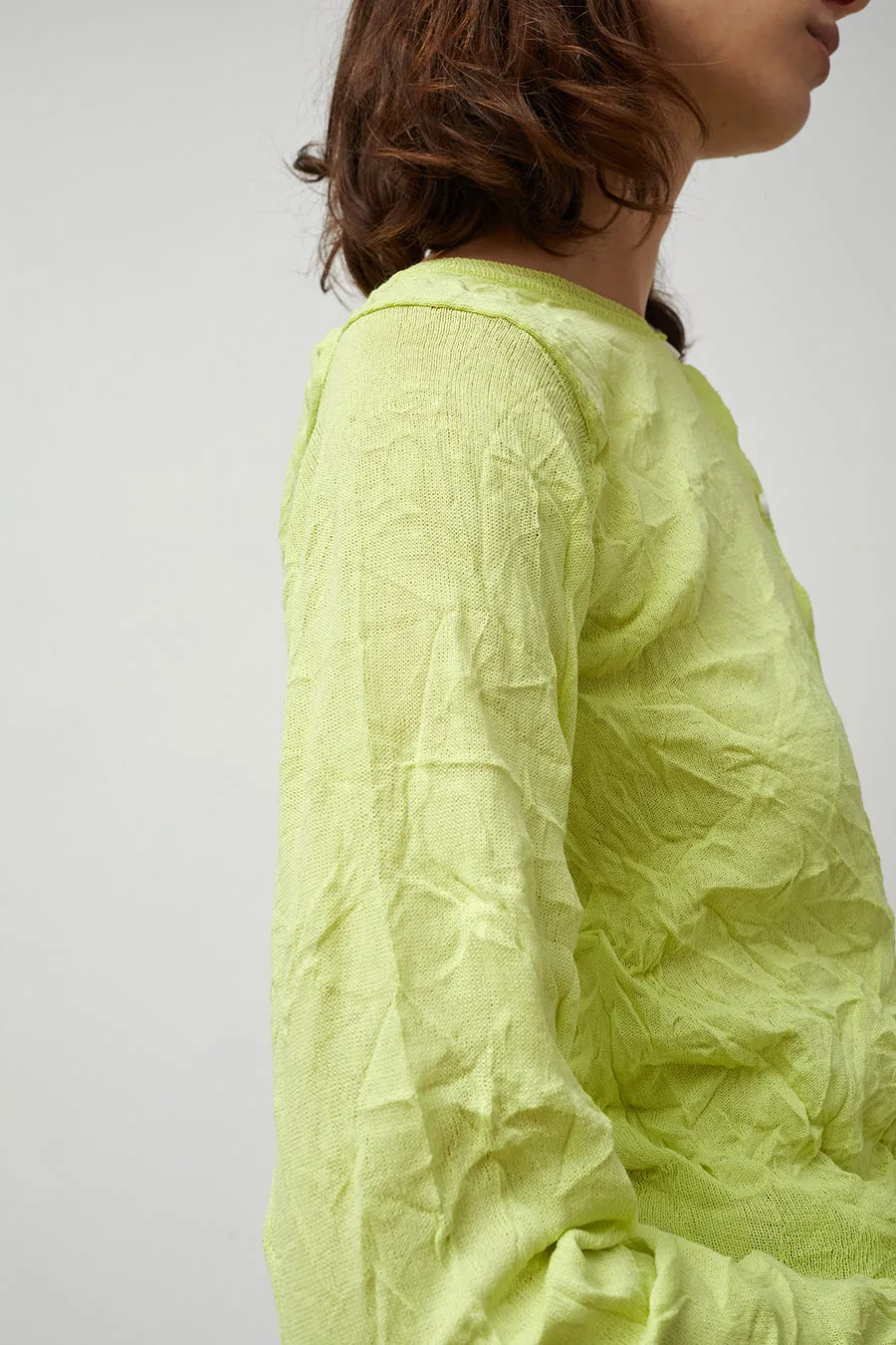 Sayaka Davis Crinkled Knit Cardigan in Acid Lime sold by No. 6 product image thumbnail 3