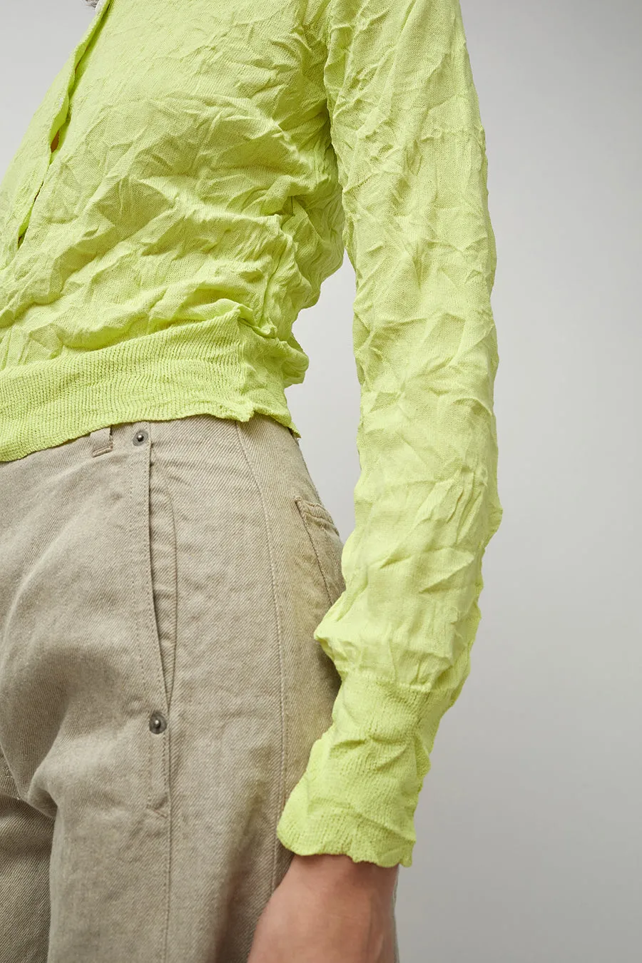 Sayaka Davis Crinkled Knit Cardigan in Acid Lime sold by No. 6 product image thumbnail 4
