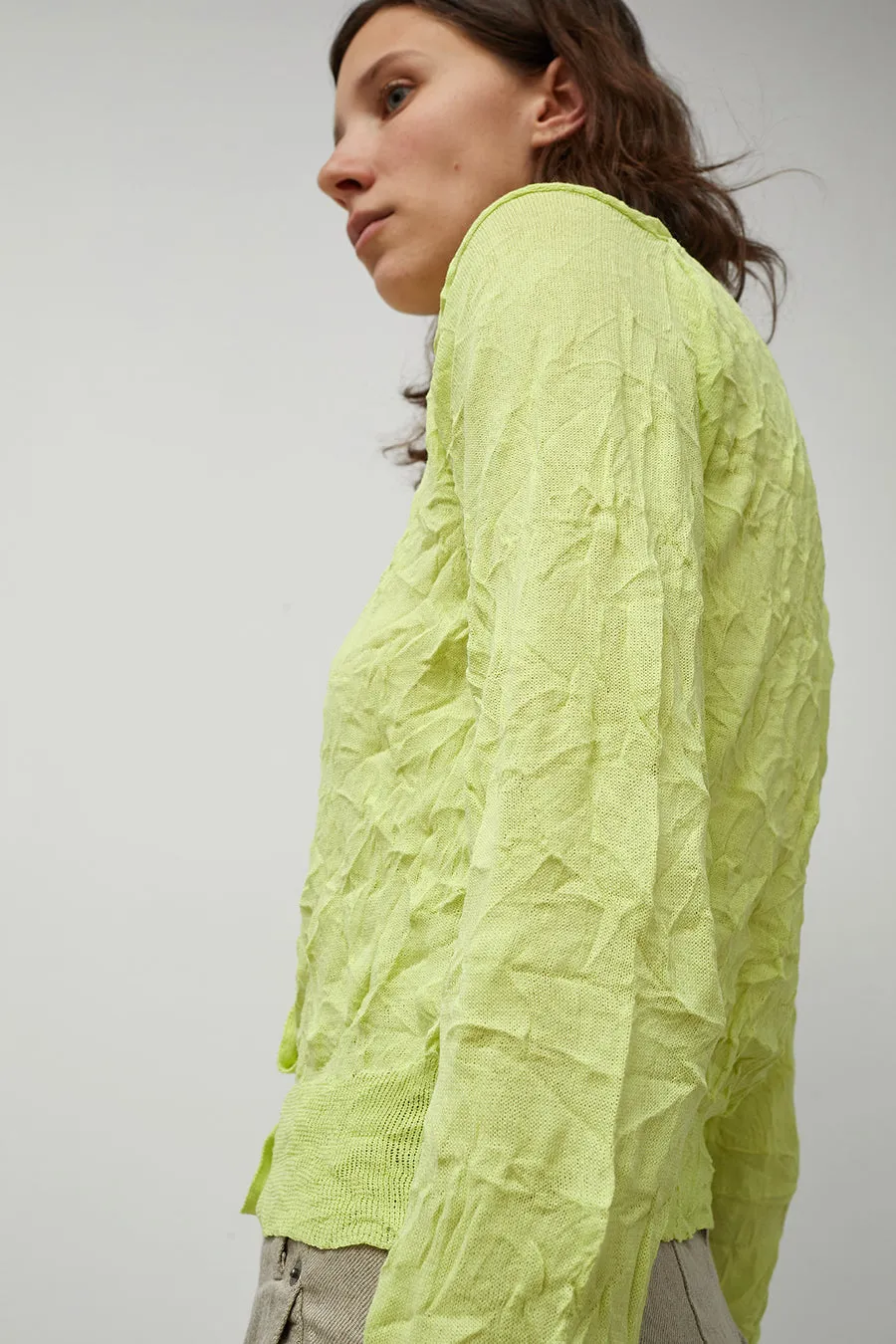 Sayaka Davis Crinkled Knit Cardigan in Acid Lime sold by No. 6 product image thumbnail 5
