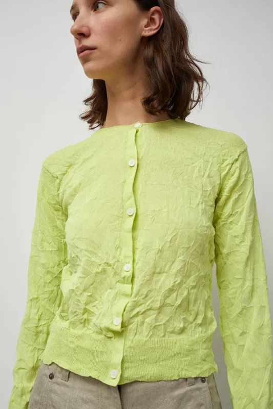 Sayaka Davis Crinkled Knit Cardigan in Acid Lime sold by No. 6