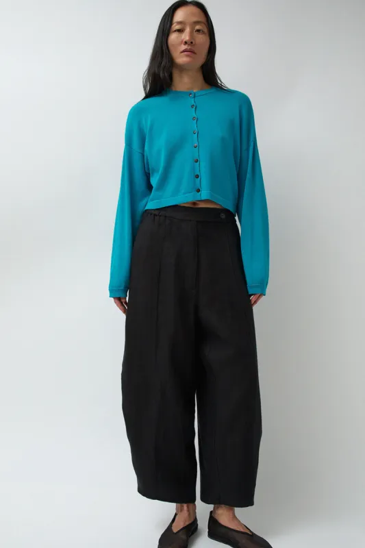 CORDERA Linen Curved Pants in Black sold by No. 6