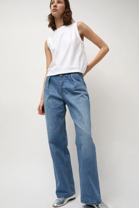 Sayaka Davis Tucked Wide Leg Denim in Light Blue sold by No. 6