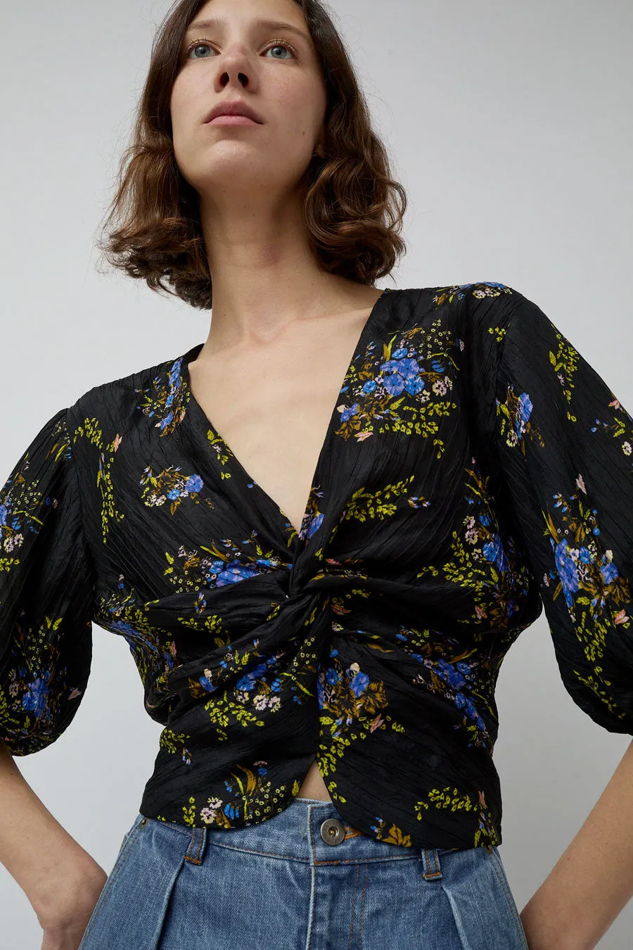 No.6 Gigi Top in Black Large Bouquet sold by No. 6